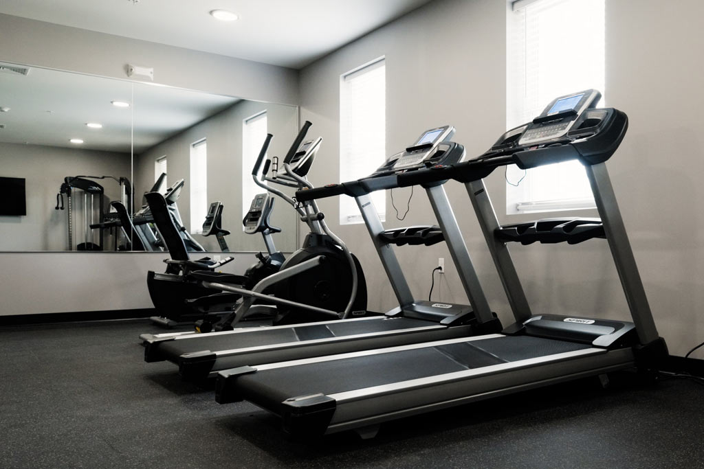 Gym with treadmills and cardio machines