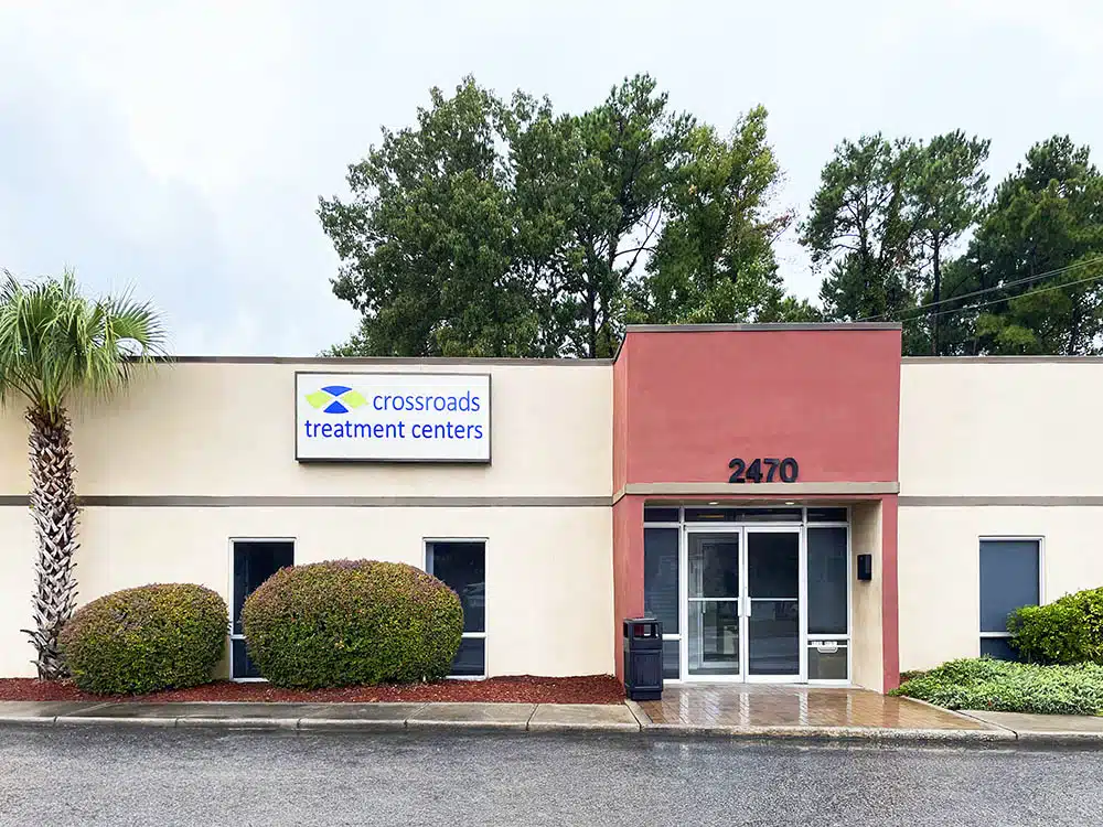 Exterior of Crossroads Treatment Center building with entrance